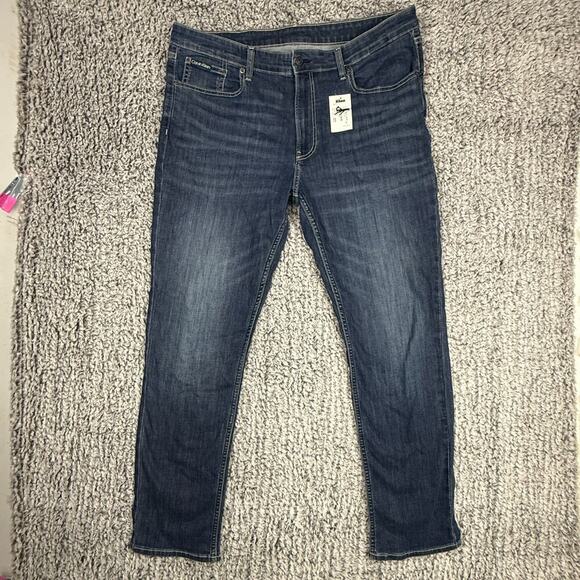 Calvin Klein Men's Stretch Slim Leg Denim Jeans Pants Dark Wash Size 38 x 32 - Picture 2 of 11